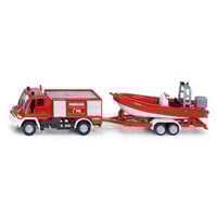 Siku 1636 - Unimog Feuerwehr met boot op trailer