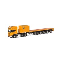 WSI Models Scania R met ballastoplegger en 10ft container geel (1:50)