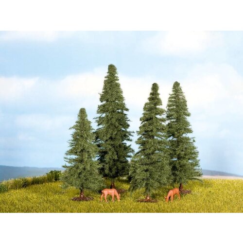 Noch Dennen bomen 4 stuks (H 8-12cm)