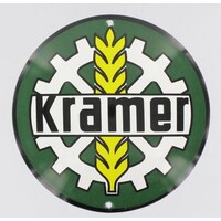 Kramer tractor emaille reclame bord rond 13cm