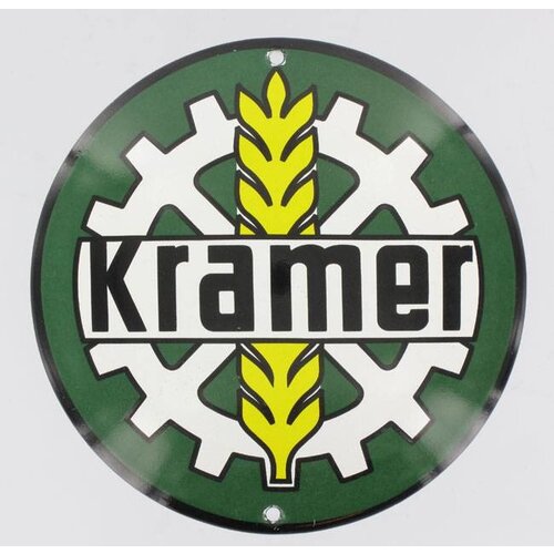 Kramer tractor emaille reclame bord rond 13cm