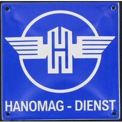 Hanomag Dienst tractor emaille reclame bord 12x12cm