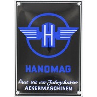 Hanomag tractor emaille reclame bord 10x14cm