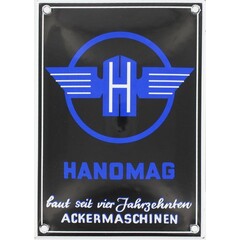 Hanomag tractor emaille reclame bord 10x14cm