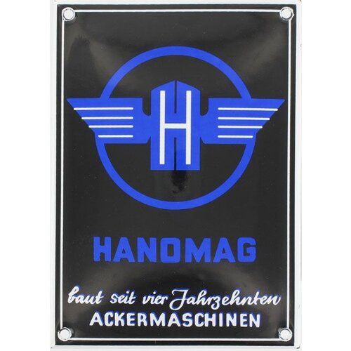 Hanomag tractor emaille reclame bord 10x14cm