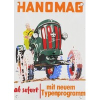 Hanomag tractor emaille reclame bord 10x14cm