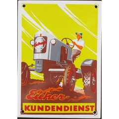 Eicher Kundendienst tractor emaille reclame bord 10x14cm