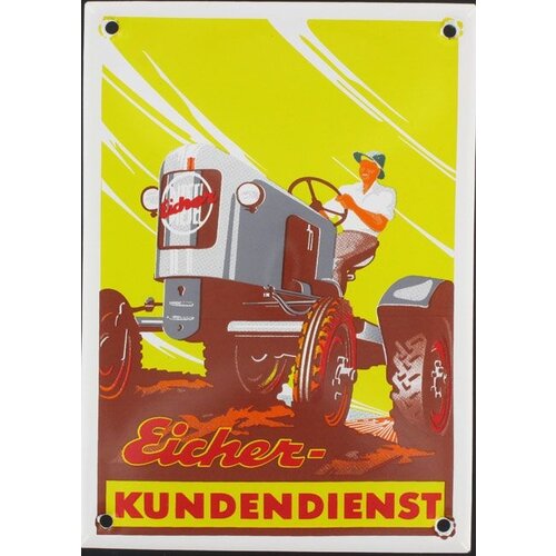 Eicher Kundendienst tractor emaille reclame bord 10x14cm