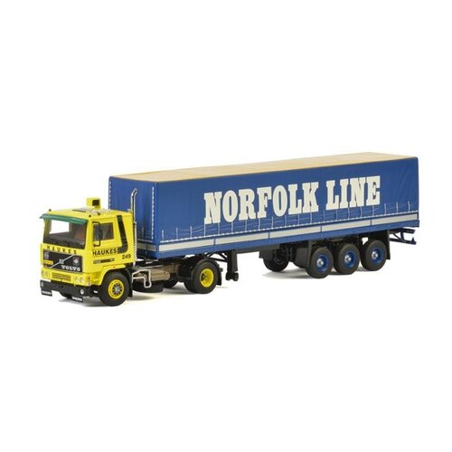 WSI Models Volvo F12 met huifoplegger "Haukes - Norfolk line" (1:50)