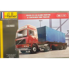 Heller Volvo F12 -20 met container oplegger bouwdoos (1:32)