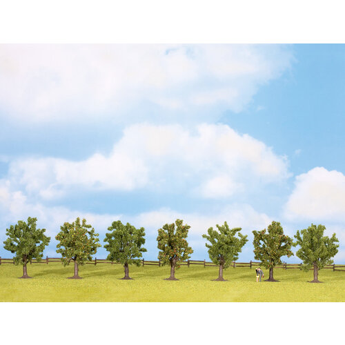 Noch Fruit bomen groen met appels 7 stuks (8 cm hoog)