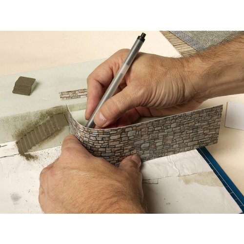 Noch 3D karton plaat beverstaart dakpannen grijs (25 x 12,5 cm)