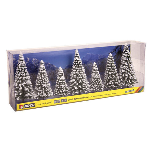 Noch Besneeuwde dennen 7 stuks (8 - 12 cm hoog)
