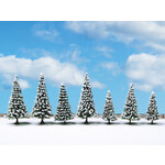 Noch Besneeuwde dennen 7 stuks (8 - 12 cm hoog)