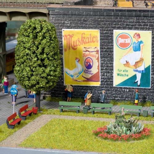 Noch Banken set met afvalbakken (1:87)