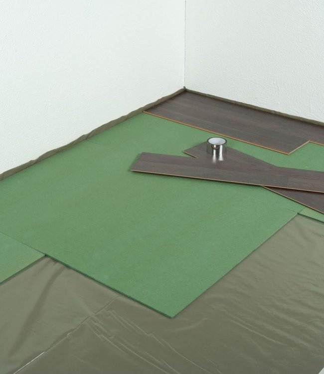 Groene ondervloer platen laminaat, parket en tapijt