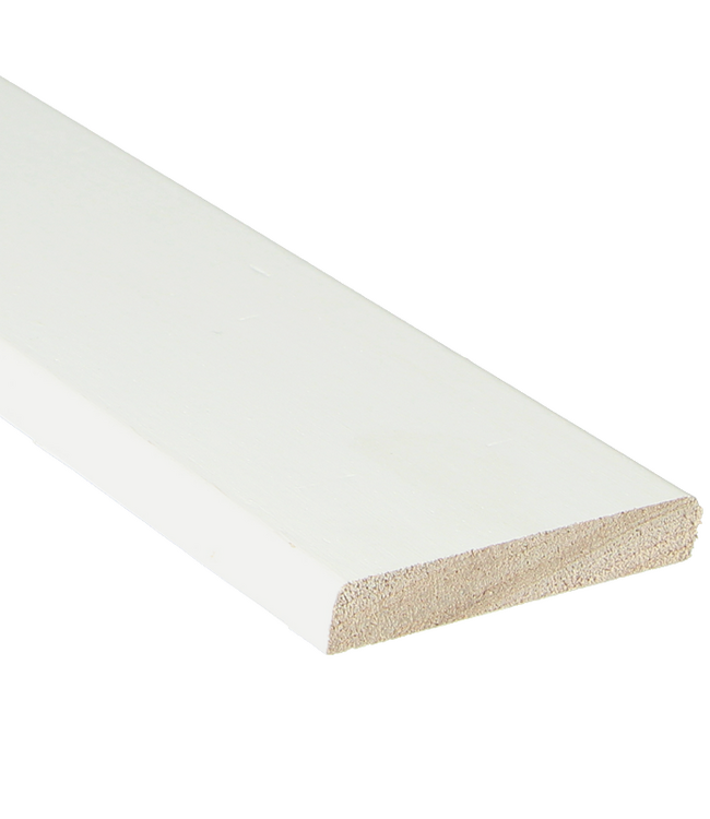 Koplat hardhout recht 45x10 mm wit gegrond
