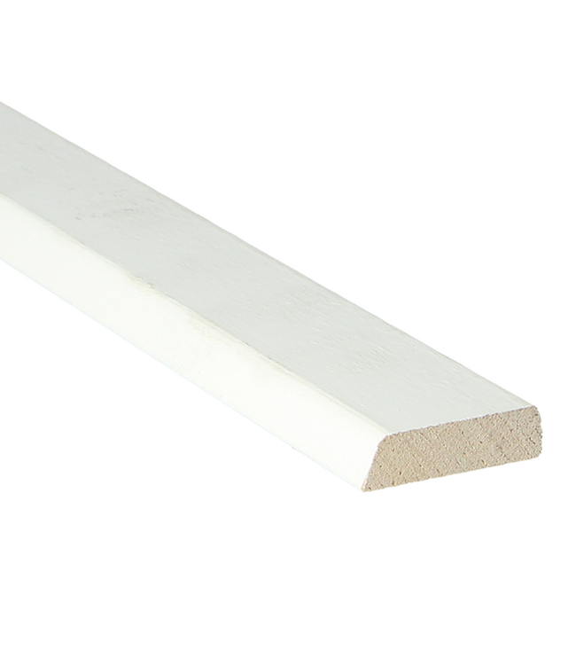 Koplat hardhout schuin 45x10 mm wit gegrond