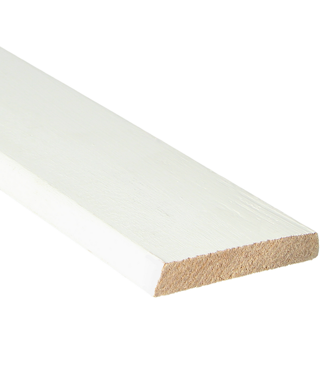 Koplat hardhout schuin 45x10 mm wit gegrond