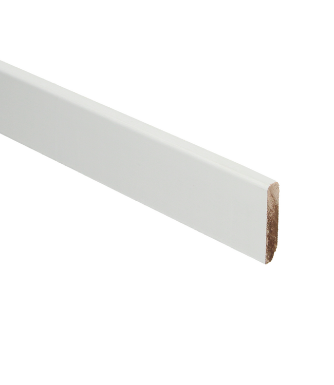 Plint hardhout recht 45x9 mm wit gegrond