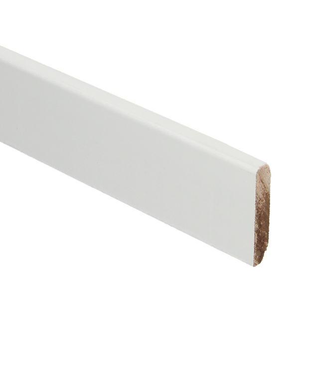 Plint hardhout recht 45x9 mm wit gegrond