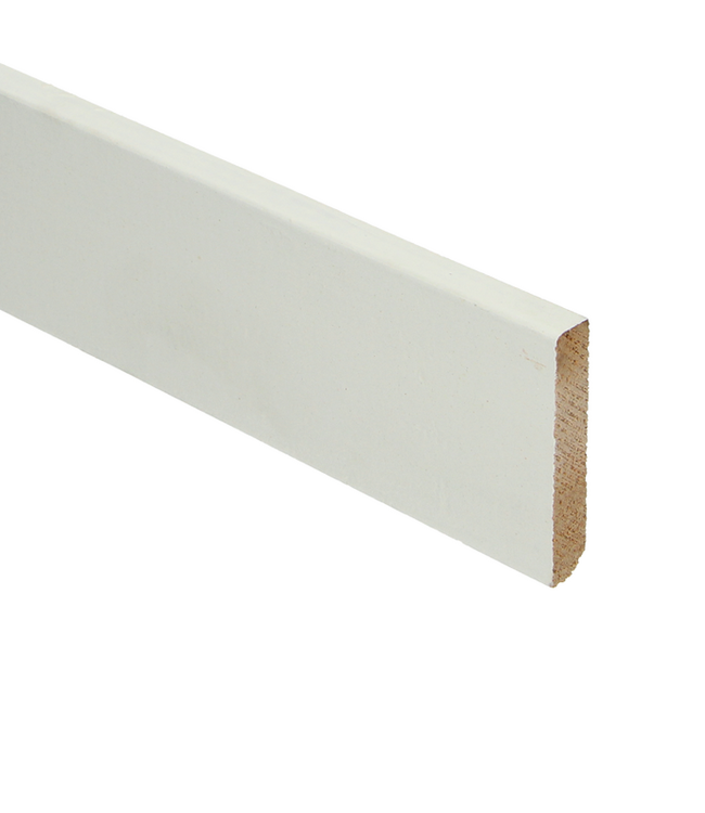 Plint hardhout recht 45x9 mm wit gegrond