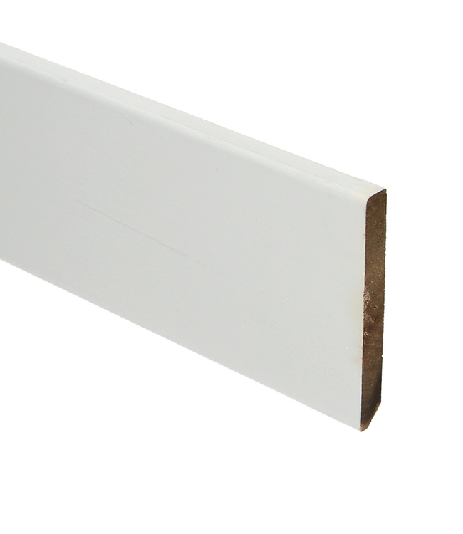 Plint hardhout recht 45x9 mm wit gegrond
