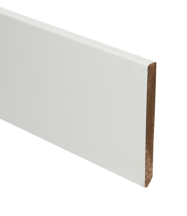 Plint hardhout recht 45x9 mm wit gegrond