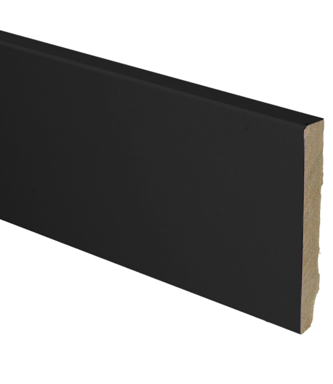 MDF moderne plint recht 70x12 zwart gefolied