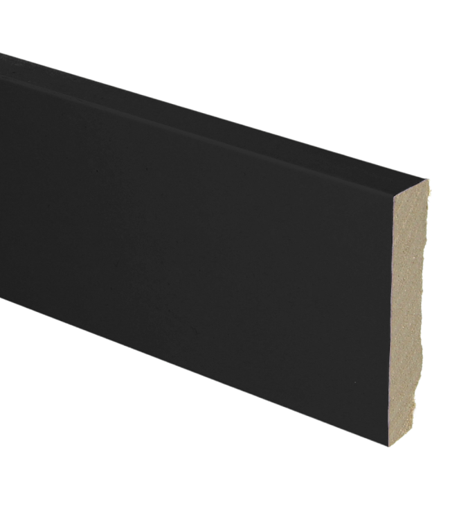 MDF moderne plint recht 70x12 zwart gefolied