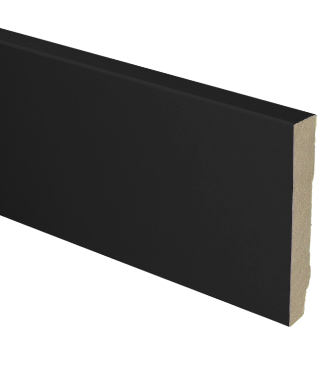 MDF moderne plint recht 70x12 zwart gefolied