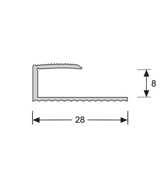 U-profiel 8,1 mm RVS 2,7 meter