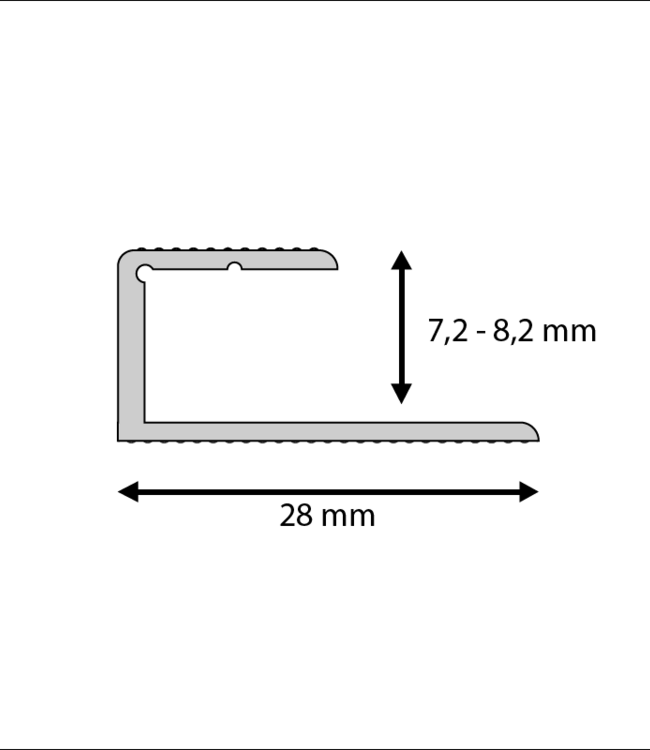 Buigbaar U-profiel 7,2-8,2 mm zilver