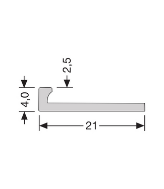 In-egaliseer eindprofiel PVC gepolijst 2,5 mm