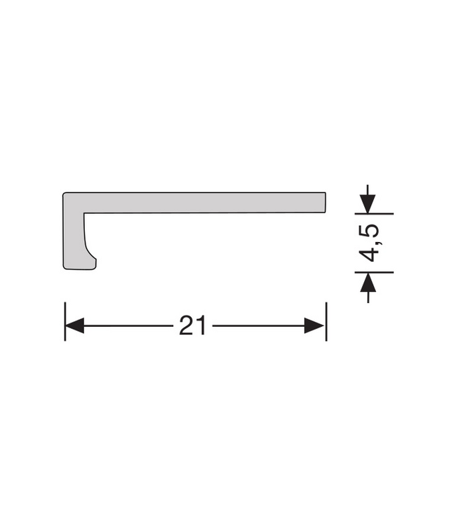 Hoeklijnprofiel zelfklevend PVC zilver klik 5,5x21mm 4,5mm 2,5m
