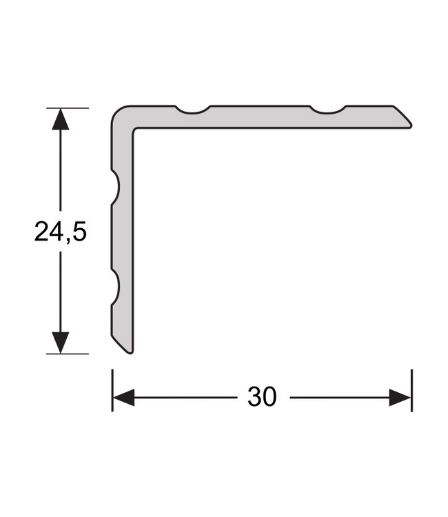 Duo-hoeklijnprofiel zelfklevend RVS 24,5x30mm