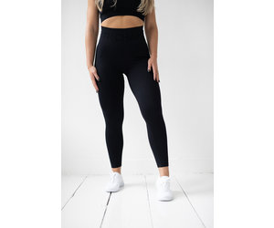 RIBBED SEAMLESS LEGGING - BLACK 