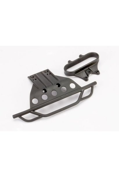 Bumper, front/ bumper mount, front (black), TRX5835