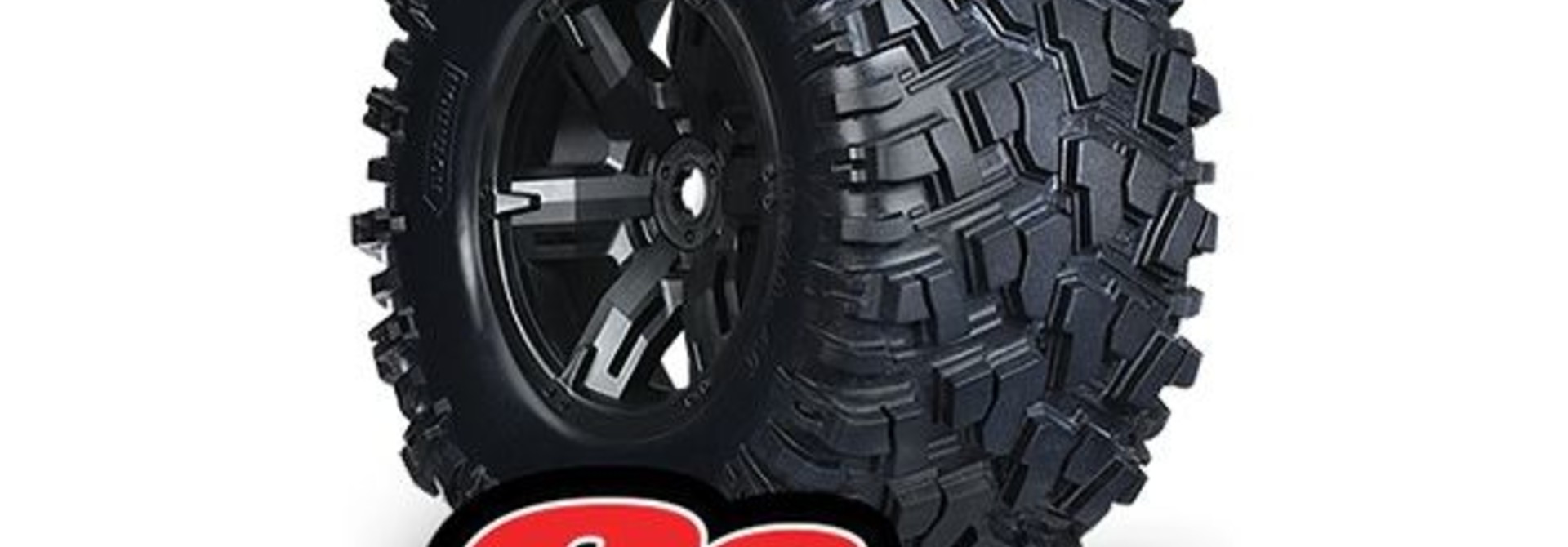 Tires & wheels, assembled, glued (X-Maxx black wheels, Maxx, TRX7772X