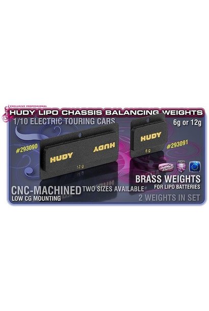 Hudy Lipo Chassis Balancing Weights 12G - Low Cg (2). H293090