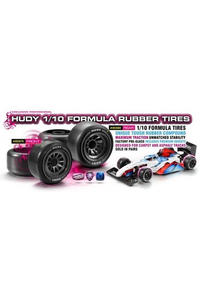 HUDY 1/10 FORMULA RUBBER TIRE - FRONT (2). H803070