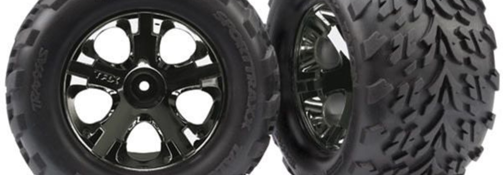 Tires & wheels, assembled, glued (2.8) (All-Star black chrom, TRX3669A