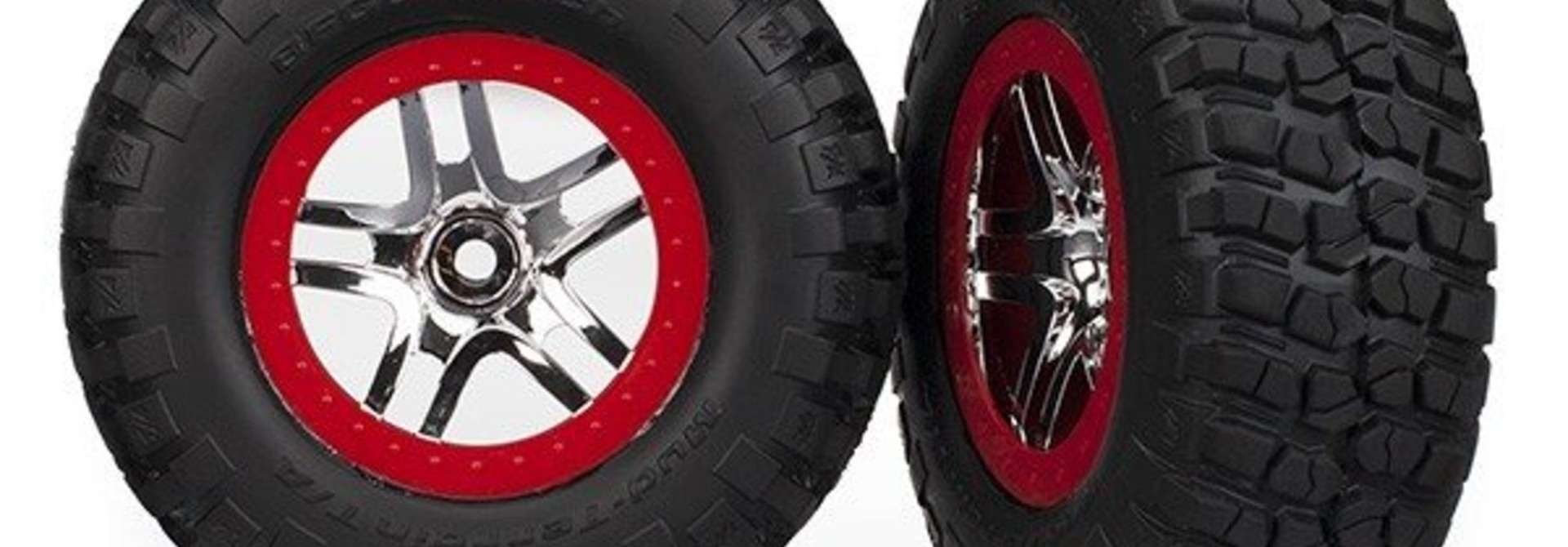 Tire & wheel assy, glued (S1 compound) (SCT SS, chrome red b, TRX6873R