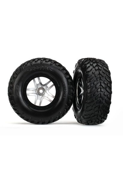 Tires & wheels, glued on SCT Satin hrome wheels TSM S1 compo, TRX6892R