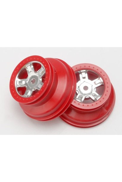Wheels, SCT satin chrome, red beadlock style, dual profile (, TRX7072A