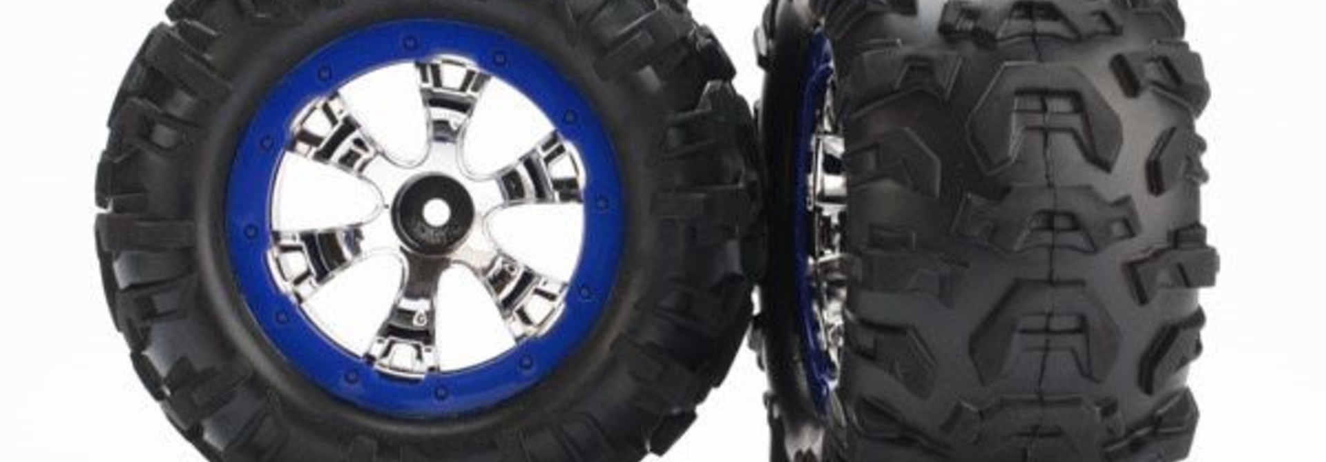 Tires and wheels, assembled, glued (Geode chrome, blue beadl, TRX7274