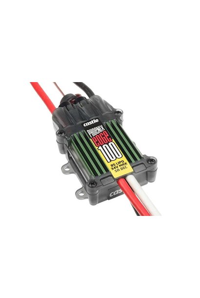 Castle - Phoenix Edge 100 - Hoog-vermogen Air-Heli Brushless regelaar - Datalogging - Telemetrie mogelijkheid - Aux. kabel - 2-8S - 100A - 5A SBec