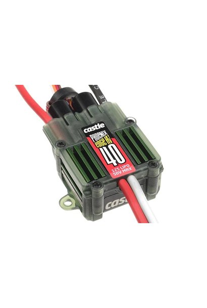 Castle - Phoenix Edge 40 HV - Hoog-vermogen Air-Heli High Voltage Brushless regelaar - Datalogging - Telemetrie mogelijkheid - Aux. kabel - 6-12S - 40A - Opto