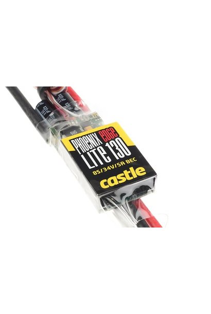 Castle - Phoenix Edge Lite 130 - Hoog-vermogen Air-Heli Brushless regelaar - Lightgewicht versie - Datalogging - Telemetrie mogelijkheid - Aux. kabel - 2-8S - 130A - 5A SBec