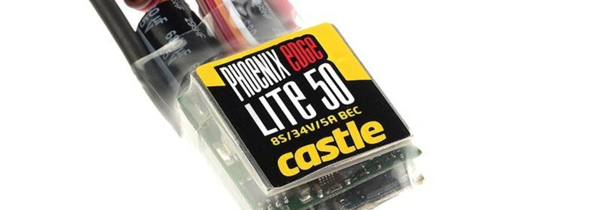 Castle - Phoenix Edge Lite 50 - Hoog-vermogen Air-Heli Brushless regelaar - Lightgewicht versie - Datalogging - Telemetrie mogelijkheid - Aux. kabel - 2-8S - 50A - 5A SBec